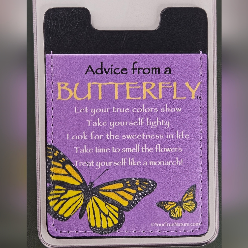 Adhesive Phone Pocket Wallet Monarch Butterfly Poem BUNDLE 2 GET 1 FREE